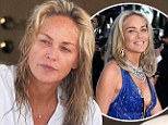 Sharon Stone has wet hair and no make-up as she tucks into lunch in just a dressing gown hours before stunning red carpet turn