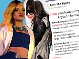 Amanda Bynes tweets racist remark about Rihanna and says Chris Brown 'beat her because she's not pretty enough'