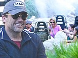Family fun: Steve Carell took his wife Nancy Walls and kids, Elisabeth and John, out to Disneyland's Grizzly River Rapids in Anaheim, California on Saturday