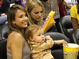 Courtside: Jessica Alba took her family to watch the Los Angeles Sparks play on Sunday afternoon 