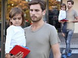 Best buddies: Scott Disick and his son Mason sport matching nlue moccasins during their lunch date in Los Angeles
