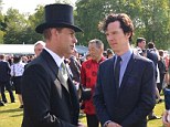 Swapping fashion tips? Benedict Cumberbatch chatted to Prince Edward, the Earl of Wessex, during a garden party at Buckingham Palace on Thursday