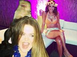 New friend! Khloe Kardashian tweeted a picture of herself with a monkey on her head at Maria Memounos' 35th birthday bash on Saturday