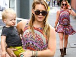 Hilary Duff and son Luca go for a walk in West Hollywood, California on Tuesday