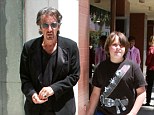 The movie star and the ninja: Al Pacino donned a fancy tuxedo jacket for a Beverly Hills shopping trip Wednesday alongside his 'ninja' son Anton James