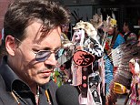 Johnny Depp surprises the Comanche Nation Indian Tribe at an advanced screening of The Lone Ranger