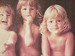 'The three musketeers': Gisele Bundchen tweeted a snap of her as a two-year-old with her younger sister Gabi (L) and twin Pati (R)