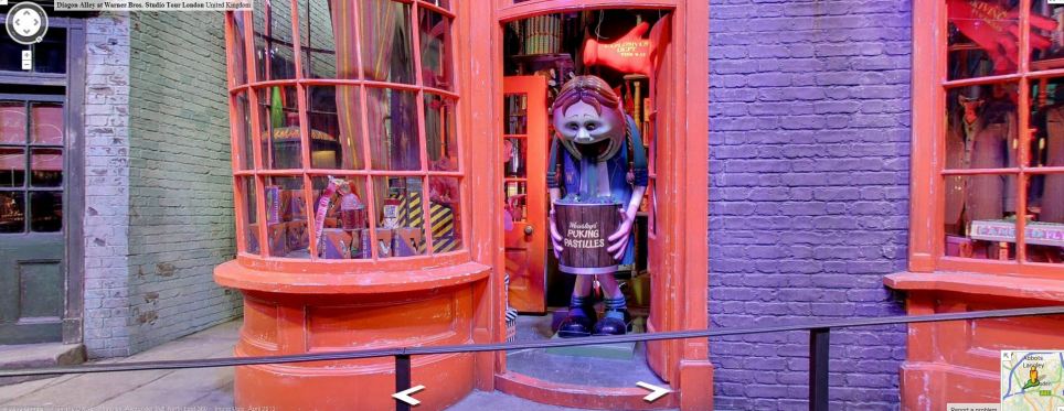 You can now peer through the door at Weasley's Wizards Wheezes from the Harry Potter films on Street View.
