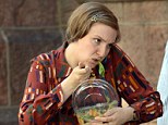 Slimming down? Lena Dunham was seen tucking into a salad as she filmed for the third series of GIRLS in Gramercy Park, Manhattan on Tuesday 