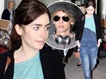 Lily Collins sports baggy dungarees as she jets in to Toronto for film premiere... with ex-boyfriend Jamie Campbell Bower in tow