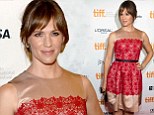 Left the kids with Ben! Jennifer Garner is chic in red lace as she flies solo at Toronto premiere of Dallas Buyers Club