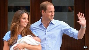 The Duke and Duchess of Cambridge leaving hospital after the birth of their son George