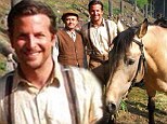 Horsing around! Bradley Cooper looks rugged in period costume posing with equine co-star on set of Serena