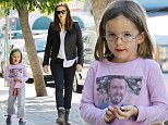 Team Ben! Jennifer Garner's adorable tot Seraphina shows her support for dad Affleck by sporting a custom photo T-shirt