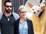 It's a dog's life for Katherine Heigl's husband Josh Kelley as he colour coordinates with their Chihuahua's bag