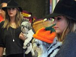 Ashley Benson and dog Olive go to Mr Bones pumpkin patch 