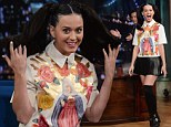 Oh behave! Katy Perry risks the wrath of her pastor parents in Virgin Mary Top and naughty schoolgirl attire on Jimmy Fallon 
