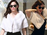 Forget the bag! Rose McGowan gets some last minute wedding shopping in, wearing her new bridal fur capelet out of the store