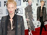 Dressed to thrill! Tilda Swinton ditches demure for daring as she vamps it up in androgynous outfit at Only Lovers Left Alive NYFF premiere 