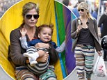 What's going on here? Selma Blair looked as if she was wearing pajamas as she took her son Arthur to the Hollywood Farmers Market in California on Sunday