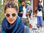 Her little coffee mate! Alessandra Ambrosio brings daughter on early morning cafe run