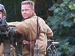 Film set: Brad Pitt and Shia LaBeouf shoot in Oxfordshire for upcoming movie Fury, where a man was stabbed in the shoulder today