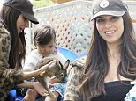 Babies and bunnies: Puerto Rican actress Roselyn Sanchez took her little daughter to a petting zoo Sunday in Los Angeles 