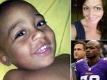 Tyrese Doohen (left) was the son of Ann 'Ashley' Doohen (top right) and football player Adrian Peterson (bottom right)