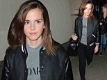 Emma Watson STILL looks stylish as she dresses for comfort in jacket, jumper and jeans to for arrival at LAX