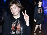 Up to her old tricks! Lena Dunham wears conservative business suit... but can't resist flashing her bra under sheer blouse at charity benefit