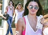 Kendall Jenner shows off her hot pink bra as she steps out in sheer vest for a relaxed lunch with the girls