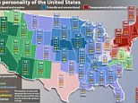 The United States of mind: A 13 year study has created a personality map showing the varying moods of America from state to state
