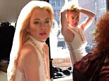 'Had such a great time on set today!' Lindsay Lohan tweets behind-the-scenes snaps from glamorous photoshoot