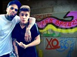 'Free Breezy': Justin Bieber shows his support for troubled pal Chris Brown with graffiti tag in Colombia