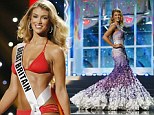 Lovely in lilac: Miss Great Britain competes in Miss Universe preliminary round in stunning gown and VERY revealing bikini