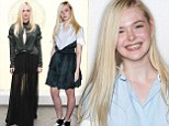 Much better! Teen actress Elle Fanning dresses more age appropriate in cute shirt dress at Screenwriting Awards