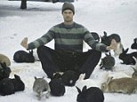 Run rabbit run: Josh Duhamel posted a snapshot of himself on Instagram showing himself striking a pose with a group of bunnies