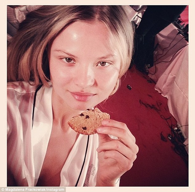Sweet tooth: Magdalena Frackowiak indulged her craving for sugar while being groomed