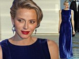 She wore blue velvet: Princess Charlene of Monaco stuns in a breathtaking sapphire gown as she attends her own charity gala in Monte Carlo 