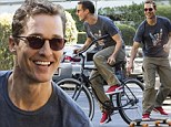 A boy and his toys! Matthew McConaughey, 44, proves he's still a kid at heart as he shows off both skateboarding AND biking skills