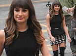 Berry nice! Lea Michele looks gorgeous in a miniskirt and pop socks while in character as Rachel on set of Glee