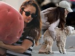 Keeping busy after the breakup? Minka Kelly switches outfits three times as she juggles carrying a pink puff, walking her dog... and even fits in time for the gym! 
