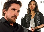 Getting serious: Christian Bale and Zoe Saldana had serious faces on Sunday during a special screening of Out Of The Furnace in Los Angeles