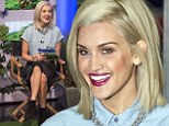 Im A Celebrity star Ashley Roberts appears on ITV show This Morning in a bottoned up denim skirt and black leather pencil skirt combo