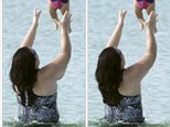 Spot the difference: Rosie O'Donnell posted a photoshopped image of herself, taken in late October, to Twitter of her playing with her daughter Dakota, on Wednesday