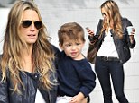 It's all in the jeans: Molly Sims, 40, shows off her still-enviable figure after baby on outing with her two leading men