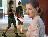 Katie Holmes seen leaving a Yoga class while clutching her mobile phone in Cape Town