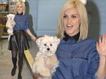 Ashley Roberts and her pampered pooch wear matching wide-eyed expressions as they leave the ITV studios