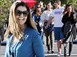 2514805 Maria Shriver can't hide her beaming smile as she's joined by her children for a pre-Thanksgiving lunch