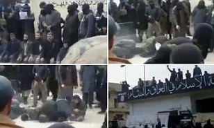 WARNING: GRAPHIC CONTENT: The amateur video shows members of the Islamic State in Iraq and Levant shooting seven more moderate rebels in the head in the town of Atarib.